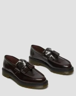 Adrian Arcadia Leren Tassel Loafers in Cherry Red