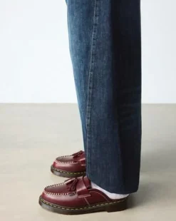 Adrian Leren Mules in Cherry Red