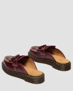 Adrian Leren Mules in Cherry Red
