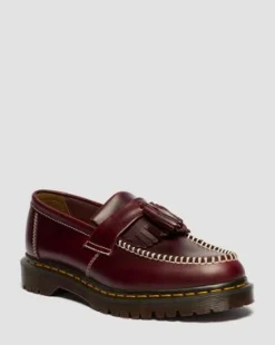 Adrian Orleans Leren Tassel Loafers in Cherry Red