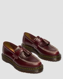 Adrian Orleans Leren Tassel Loafers in Cherry Red