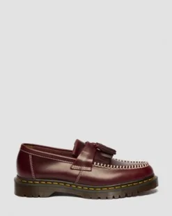 Adrian Orleans Leren Tassel Loafers in Cherry Red