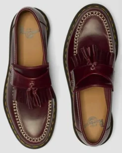 Adrian Orleans Leren Tassel Loafers in Cherry Red