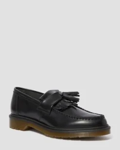 Adrian Smooth Leren Tassel Loafers in Zwart