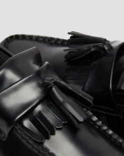 Adrian Smooth Leren Tassel Loafers in Zwart