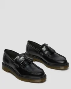 Adrian Smooth Leren Tassel Loafers in Zwart