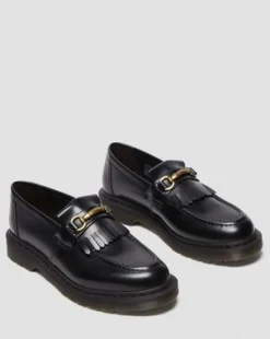 Adrian Snaffle Smooth Leren Tassel Loafers in Zwart