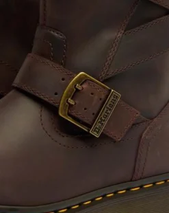 Anistone Crazy Horse Leren Biker Boots met Twee Riemen in Donkerbruin