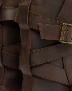 Anistone Crazy Horse Leren Biker Boots met Twee Riemen in Donkerbruin