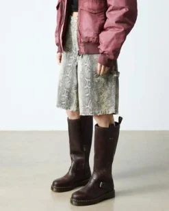 ANISTONE KNIEHOGE CRAZY HORSE BIKER BOOTS in Donkerbruin