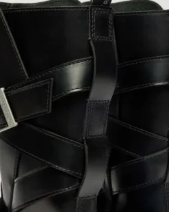 Anistone Leren Biker Boots met Twee Riemen in Zwart
