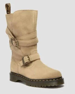 Anistone Suède Biker Boots met Twee Riemen in Solbrun