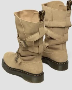 Anistone Suède Biker Boots met Twee Riemen in Solbrun