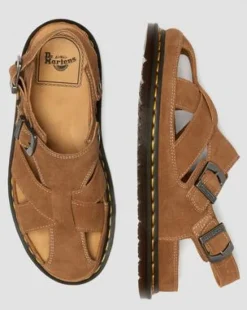 Archive Fisherman suède sandalen in Naturel Lichtbruin