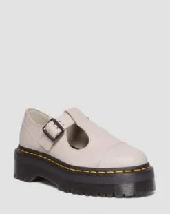 Bethan Pisa Leren Platform Mary Jane Schoenen in Vintage Taupe