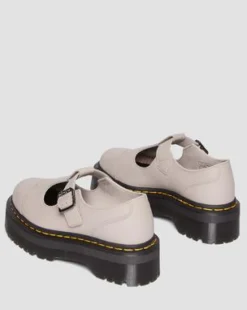 Bethan Pisa Leren Platform Mary Jane Schoenen in Vintage Taupe