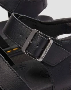 Blaire Athena leren sandalen met riem in Zwart