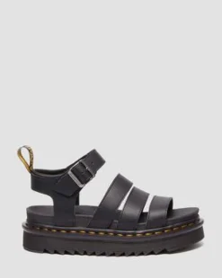 Blaire Athena leren sandalen met riem in Zwart