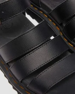 Blaire Athena leren sandalen met riem in Zwart