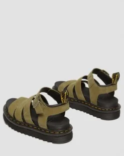 Blaire getrommeld nubuck sandalen in Muted Olive