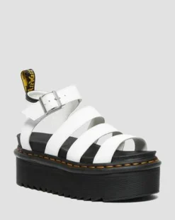 Blaire Quad Hydro Leren Platform Gladiator Sandalen in Wit