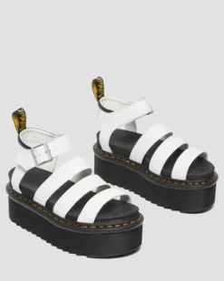 Blaire Quad Hydro Leren Platform Gladiator Sandalen in Wit