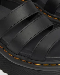 Blaire Quad Hydro Leren Platform Gladiator Sandalen in Zwart