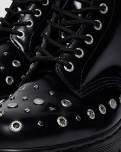 1460 BUTTERO LEREN LAARZEN MET STUDS in Zwart