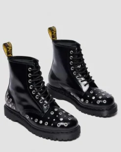 1460 BUTTERO LEREN LAARZEN MET STUDS in Zwart