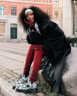 Buzz Dalmatian Hair-On Leren Schoenen Met Vijf Veterogen in Crème & Zwart