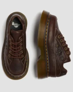 Buzz Flower Grizzly Leren Schoenen met Vijf Veterogen in Donkerbruin
