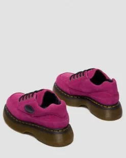 BUZZ GETROMMELDE NUBUCK SCHOENEN MET VIJF VETEROGEN in Roze