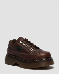 Buzz Grizzly leren schoenen met vijf veterogen in Donkerbruin