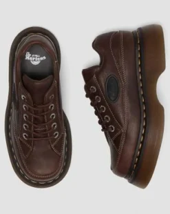 Buzz Grizzly leren schoenen met vijf veterogen in Donkerbruin