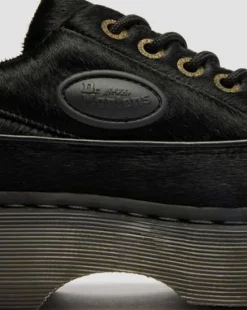 Buzz Hair-On Leren Schoenen met Vijf Veterogen in Zwart