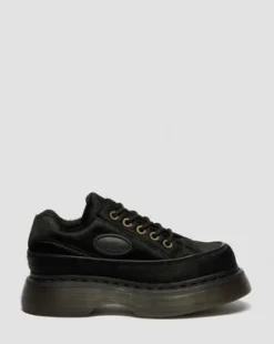 Buzz Hair-On Leren Schoenen met Vijf Veterogen in Zwart