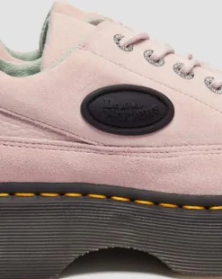 Buzz leren schoenen met vijf veterogen in Poederroze