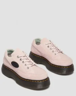 Buzz leren schoenen met vijf veterogen in Poederroze