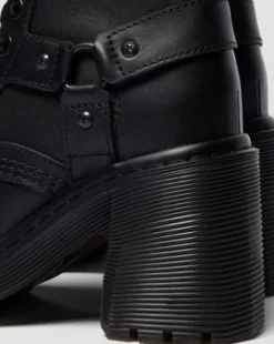 CHESNEY HARNESS SENDAL LEATHER HEELED BOOTS in Zwart