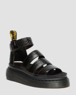 Clarissa Faux Krokodillenleren Quad Sandalen met Riem in Donkerbruin