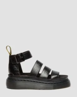 Clarissa Faux Krokodillenleren Quad Sandalen met Riem in Donkerbruin