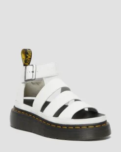 Clarissa II Quad Gemalen Nappa Leren Platform Sandalen in Wit
