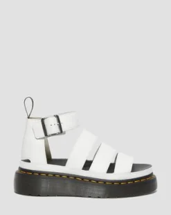 Clarissa II Quad Gemalen Nappa Leren Platform Sandalen in Wit