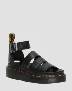 Clarissa II Quad Gemalen Nappa Leren Platform Sandalen in Zwart