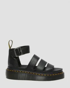 Clarissa II Quad Gemalen Nappa Leren Platform Sandalen in Zwart