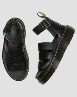 Clarissa II Quad Gemalen Nappa Leren Platform Sandalen in Zwart
