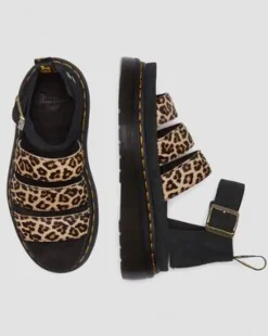 Clarissa II Quad luipaard leren platform sandalen in Licht Bruin