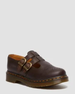 8065 Crazy Horse Leren Mary Jane Schoenen in Donkerbruin