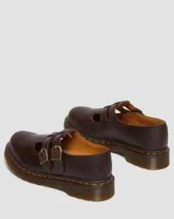 8065 Crazy Horse Leren Mary Jane Schoenen in Donkerbruin
