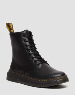 Crewson Leren Veterlaarzen in Black
